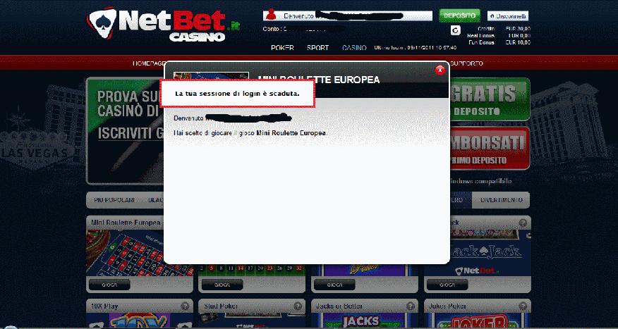 netbet errore di gioco