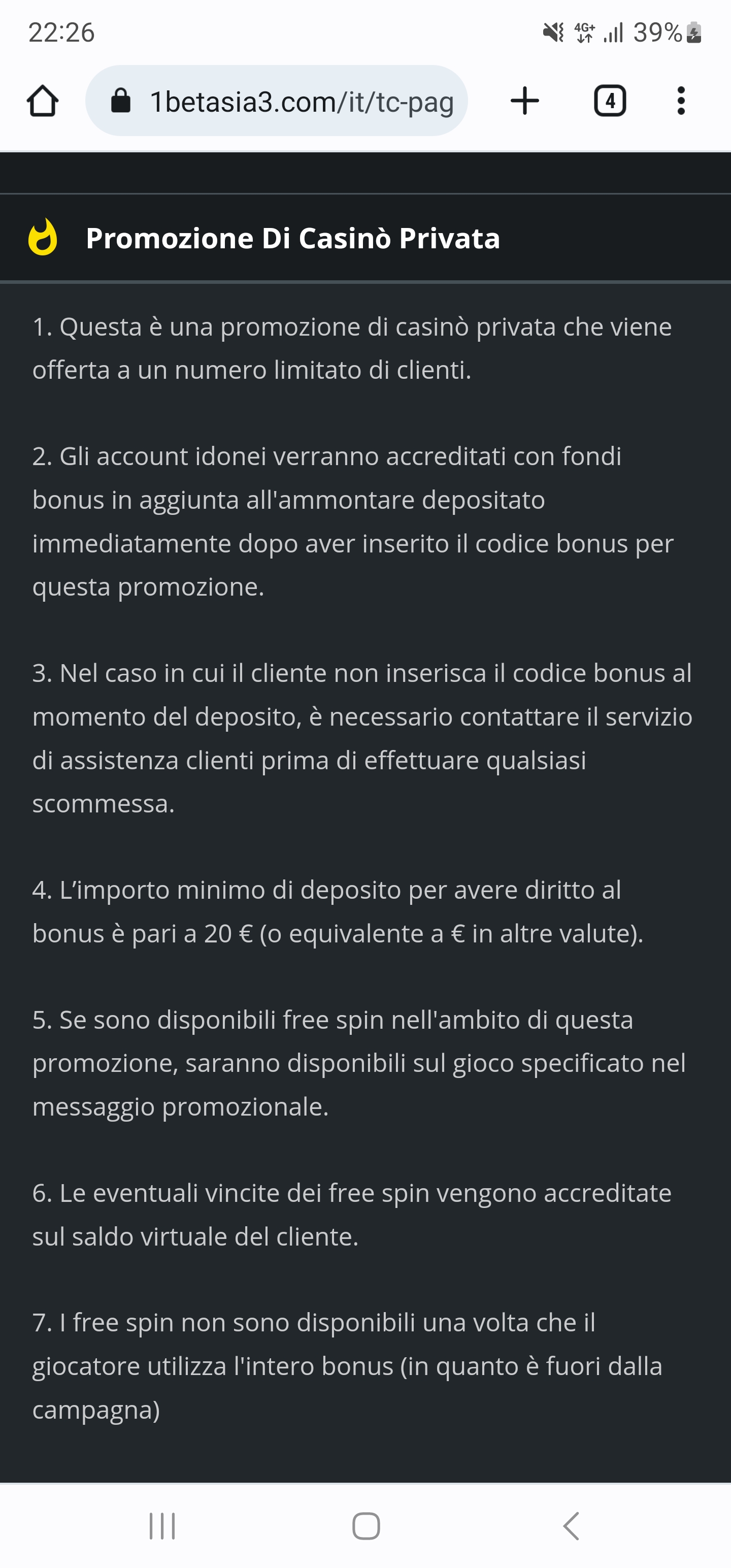 Condizioni del bonus takem100