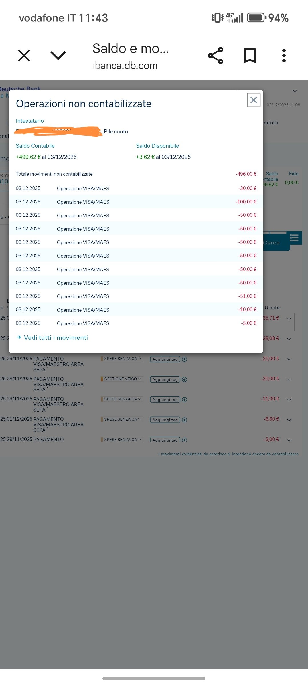 Allego ulteriore foto del mio home banking