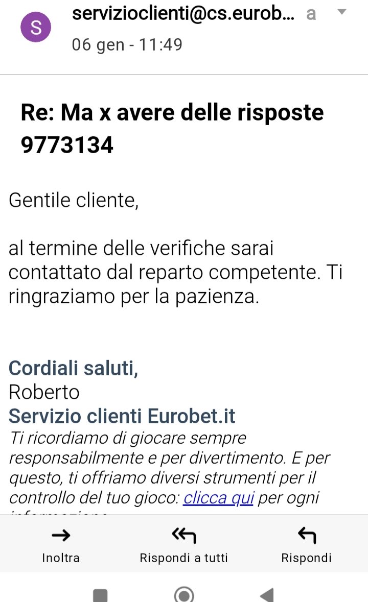 Il mio conto Eurobet se vi può essere utile