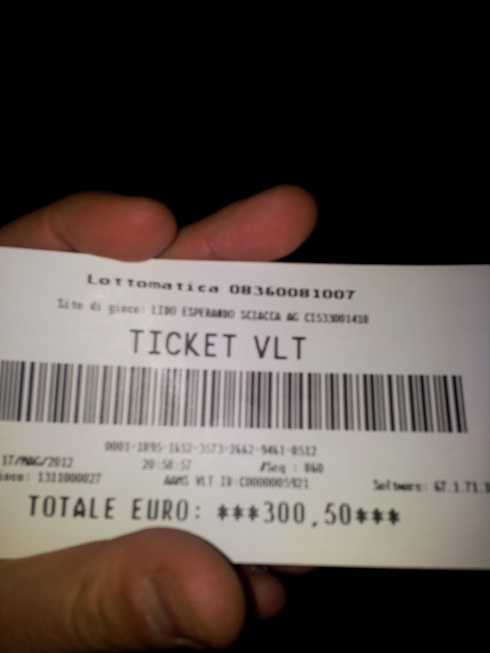 vlt ticket vincita